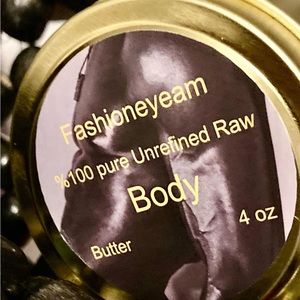 4 oz Gold, light gold, black with gold rim Raw Shea body butter.Men and women